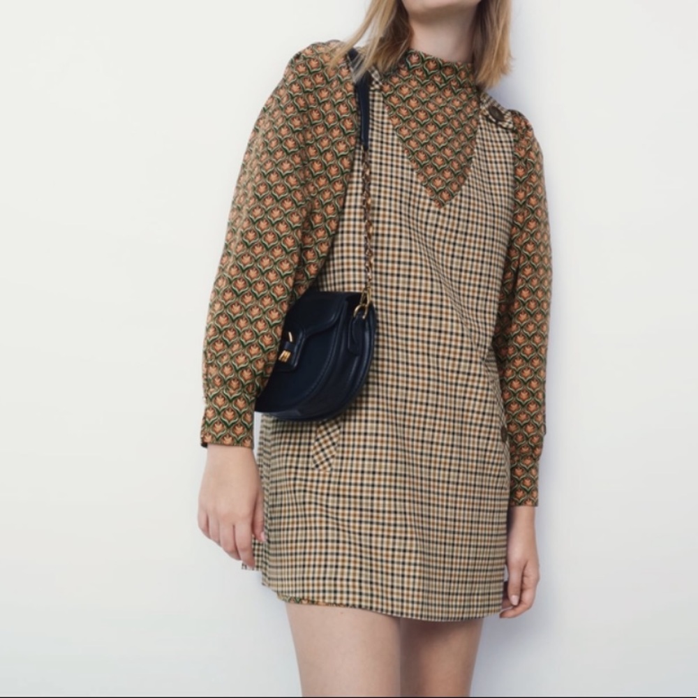 Zara Plaid Pinafore Dress